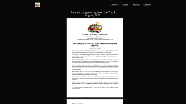 Screenshot of the Global Afrobeats Foundation website