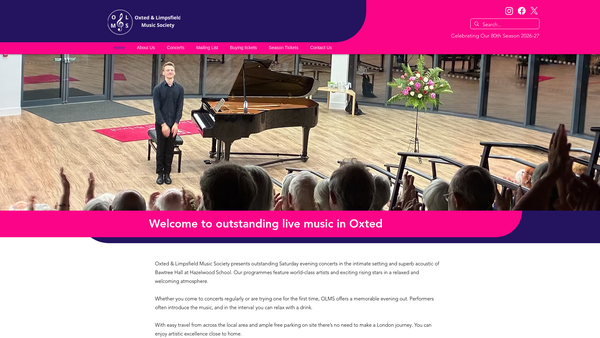 Screenshot of the Oxted & Limpsfield Music Society website