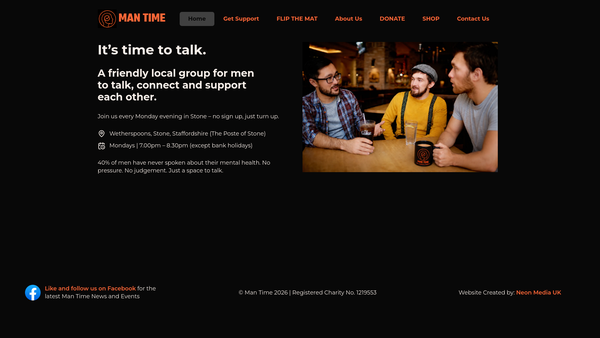 Screenshot of the Man Time website