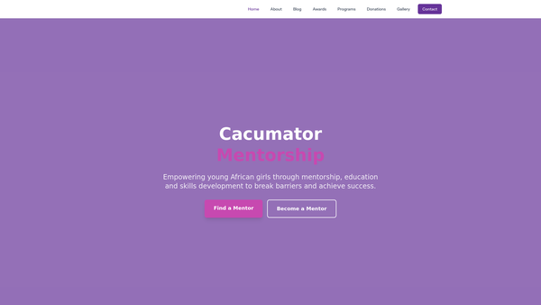 Screenshot of the Cacumator Mentorship website