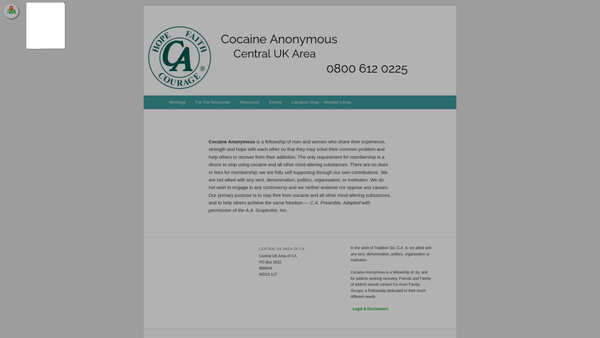 Screenshot of the Central U.K. Area Of C.a. website