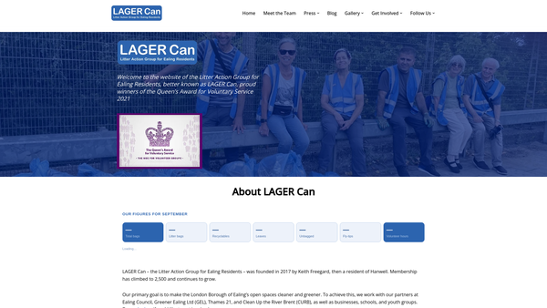 Screenshot of the Litter Action Group For Ealing Residents website