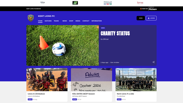 Screenshot of the Kent Lions website