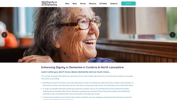 Screenshot of the Dignity In Dementia CIO website