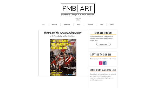 Screenshot of the Pembroke College Oxford Jcr Art Collection Fund website