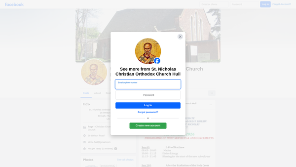 Screenshot of the St. Nicholas Orthodox Church, Hull (60) website