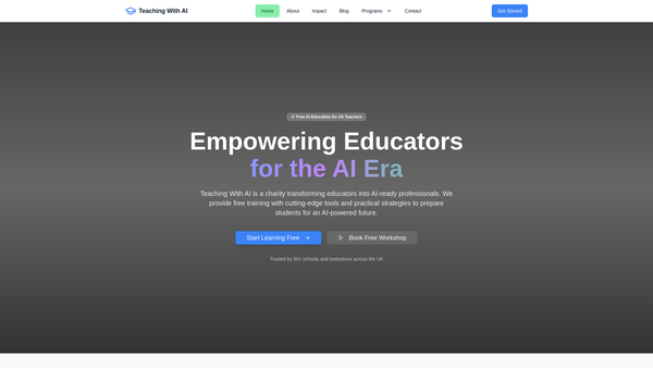 Screenshot of the Teaching With Ai website