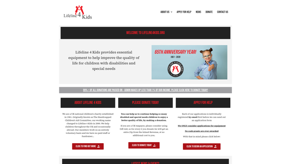 Screenshot of the Handicapped Children's Aid Committee website