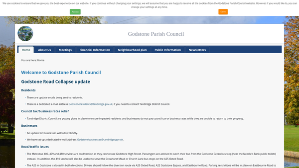 Screenshot of the Godstone Relief In Need Charity website