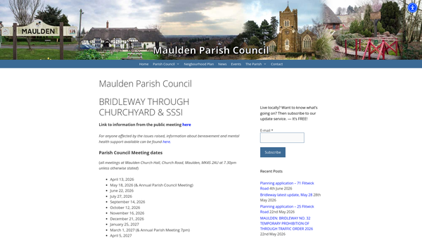 Screenshot of the Wingfield Recreation Ground website