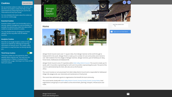 Screenshot of the Abinger Parish Recreation Grounds website
