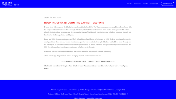 Screenshot of the The Hospital Of St John The Baptist website
