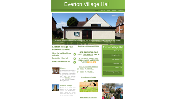 Screenshot of the Everton-Cum-Tetworth Village Hall website