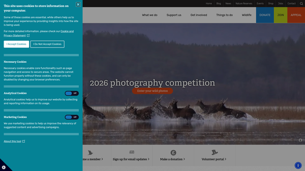 Screenshot of the Dorset Wildlife Trust website