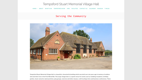 Screenshot of the Stuart Memorial Hall website