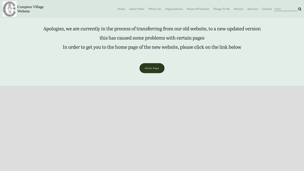 Screenshot of the Compton Village Hall website