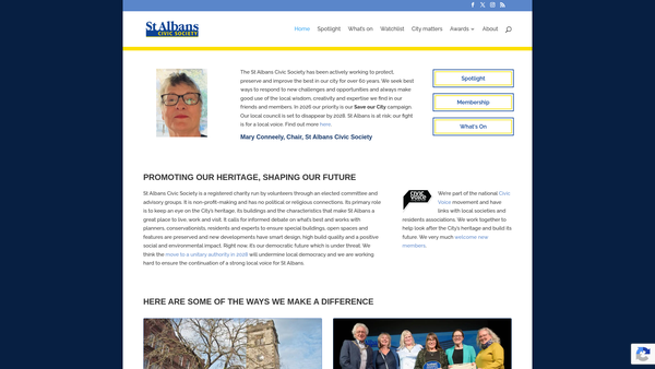 Screenshot of the St Albans Civic Society website