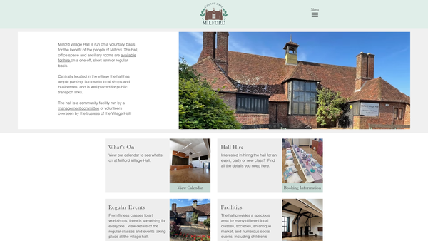 Screenshot of the Milford Village Hall Fund website