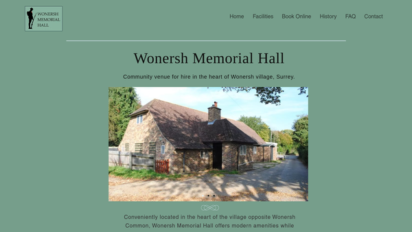 Screenshot of the Wonersh Memorial Hall Trust website