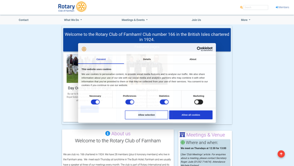 Screenshot of the The Rotary Club Of Farnham Benevolent Fund website