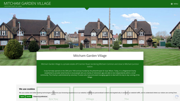 Screenshot of the Mitcham Garden Village website
