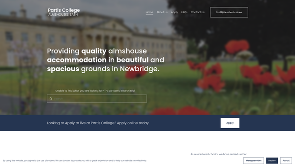Screenshot of the Partis College website