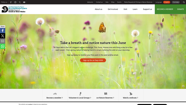 Screenshot of the The Glamorgan Wild Life Trust Limited website