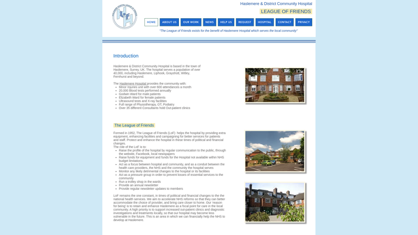 Screenshot of the League Of Friends Of The Haslemere And District Hospital website