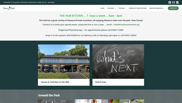 Screenshot of the Master Park website