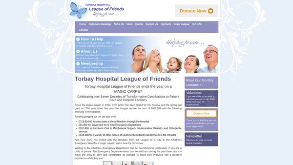 Screenshot of the The Torbay Hospital League Of Friends website