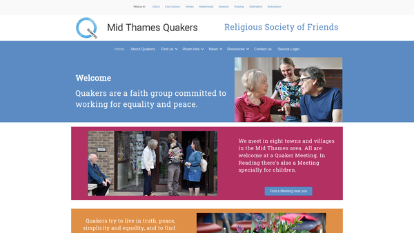 Screenshot of the Mid Thames Area Quaker Meeting And Related Charities website