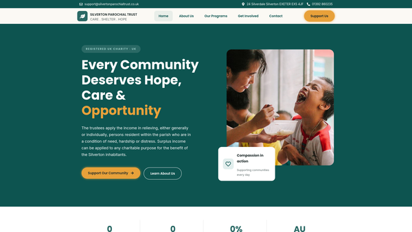 Screenshot of the Silverton Parochial Charity website