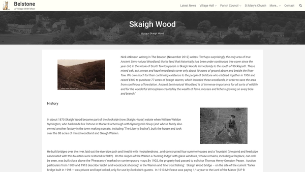 Screenshot of the Skaigh Wood Trust website