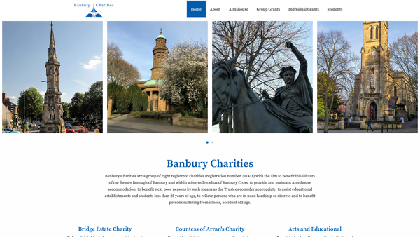 Screenshot of the Banbury Charities website