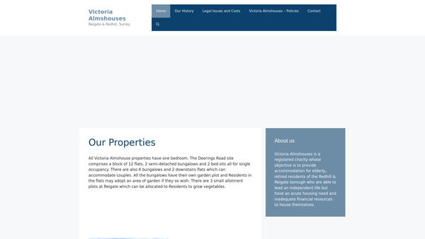 Screenshot of the The Victoria Almshouses website