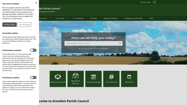 Screenshot of the Poors Land Charity website