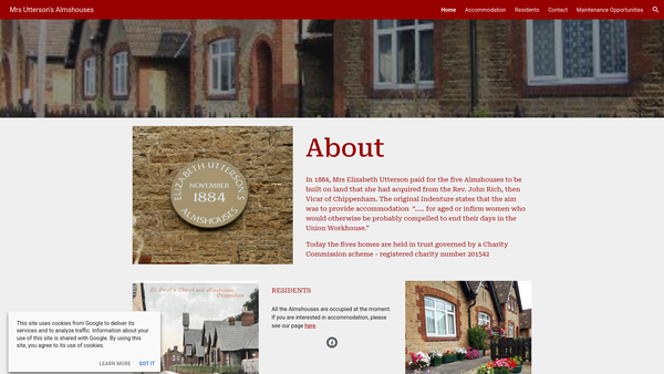 Screenshot of the Mrs Utterson's Almshouses website