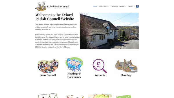 Screenshot of the Exford Playing Field website