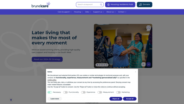 Screenshot of the Brunelcare website