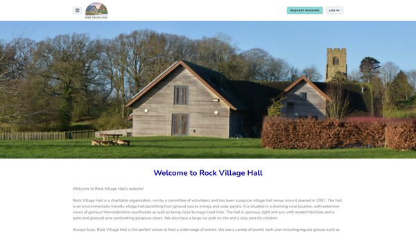 Screenshot of the Rock Village Hall website