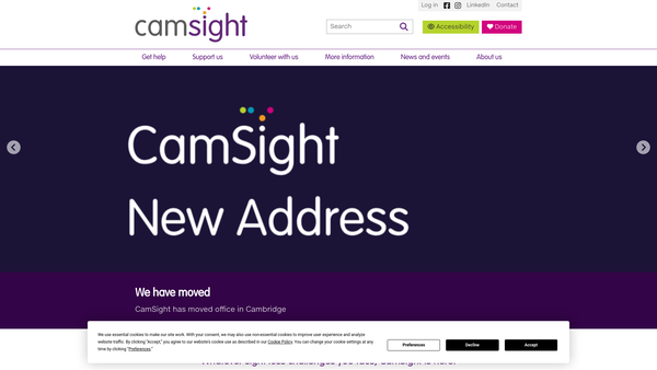 Screenshot of the Camsight website