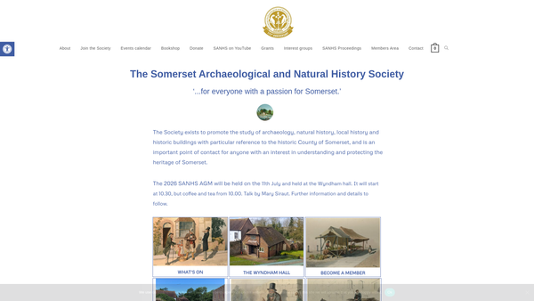 Screenshot of the The Somerset Archaeological And Natural History Society website