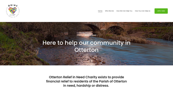Screenshot of the Otterton Relief In Need Charity website