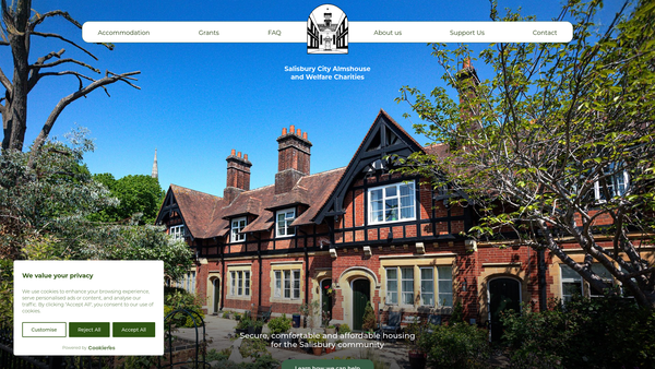 Screenshot of the Salisbury City Almshouse And Welfare Charities website