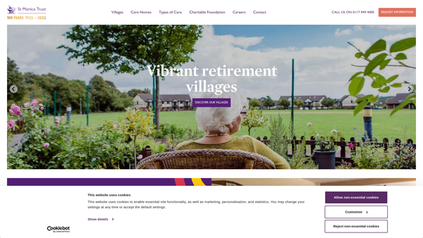 Screenshot of the St Monica Trust website