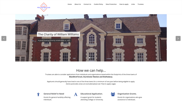 Screenshot of the The Charity Of William Williams website