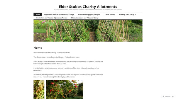 Screenshot of the Elder Stubbs Charity website