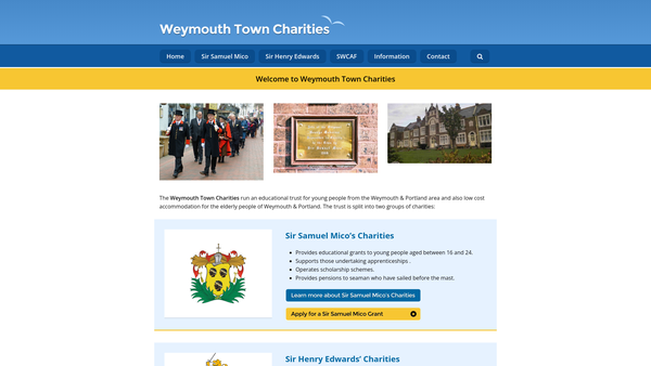 Screenshot of the Sir Henry Edwards' Charities website