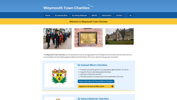 Screenshot of the Sir Samuel Mico's Charities website