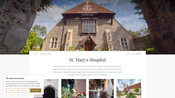 Screenshot of the The Hospital Of The Blessed Mary, Commonly Called St Mary's, Hospital, Chichester website